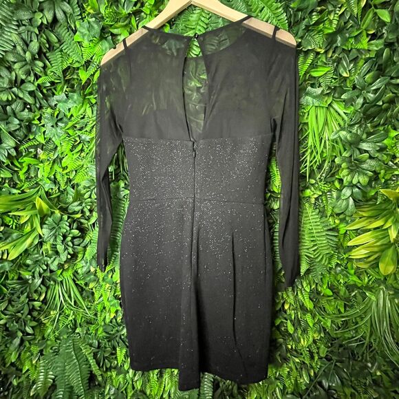 DEAR MOON Women Dress Size 7 Black Formal Mini‎ illusion Neckline Party  0448 - Picture 12 of 13